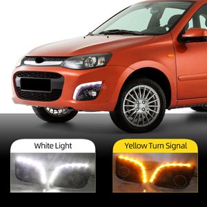 2 шт. DRL для LADA KALINA 2014 2015 FRONE BUMPER LED Daytime Right Light с сигналами поворота противотуманные противотуманные лампы