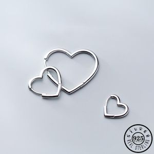 Hoop & Huggie 100% Real 925 Sterling Silver Heart Shaped Ear Ring Earings Trendy Korean Hoops Earrings For Women Christmas Fine Jewelry