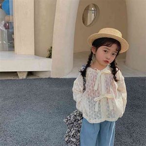 Summer girls openwork knit cardigan sweater coat kids jackets for clothing 210702