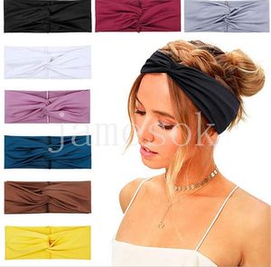 Beanie Caps Fashion Solid Sport Yoga Dance Biker Wide Knot pannband Huven Stretch Hairband Elastic Girl/Women Head Wrap De103