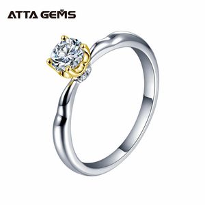 ATTAGEMS 18K Gelbgold Ehering 0,3ct D Farbe Diamant Solitär Verlobungsringe für Frauen 211217