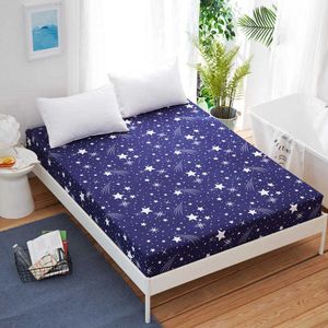 1pc Printed Cotton Fitted Sheet Mattress Cover Sheets For Bed Four Corners With Elastic Band Bed Sheet(No Pillowcases)bed cover 210626