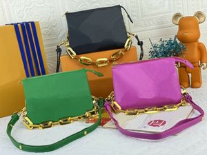 Высококачественная стиральная сумка женская косметическая сумка мода дизайнерская цепь тиснение кожаные сумки на плечо M59598 сумочка органных мешков размером 20CMX16CMX12CM