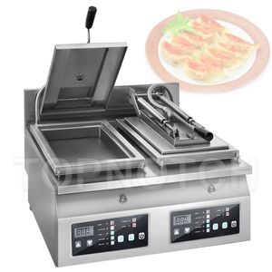 Dubbelhuvud mellanmål Matmaskiner Fried Jiaozi Machine Small Business Dumpling Frying Maker