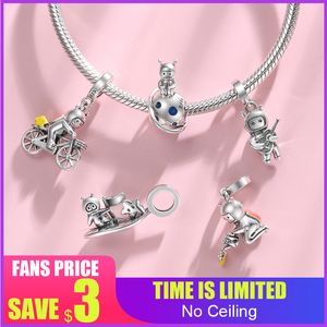 Astronaut Kid Série 925 Charms de prata esterlina Ciclismo Love Life Metal Beads para Jewelry Fazendo Cabeça Original Charms Bracelets Q0531