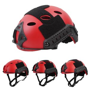 Outdoor PJ BJ MH Red Rescue Fast Tactical Helmet Airsoft Shoothing Gear Regulowany układ blokujący głowę System zawieszenia NO01-018