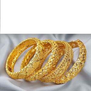 Hollow filigrana mulheres pulseira 18k ouro amarelo enchido casamento clássico Dubai jóias presente 15mm de espessura