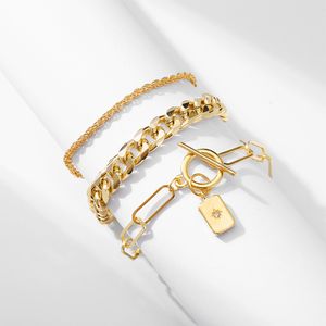 S2484 Modeschmuck Multi Layer Armband Set OT Schnalle Anhänger Figaro Kette Armbänder 3 teile/satz