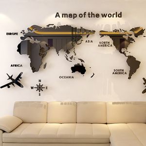 World Map Acrylic 3D Solid Crystal Bedroom Wall With Living Room Classroom Stickers Office Decoration Ideas 210308