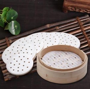 Pişirme Araçları 400 adet / grup Bambu Vapur Buğulama Kağıtları Yayın Kağıt 16 Boyutu Sebze Dim Sum Pot Vapurlar Yapışmaz Pişirme-Pan Gömlekleri SN3014