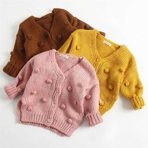 春の秋の赤ちゃんの女の子編み具カーディガンコート子供セーターコットンセーターシングルファッションブランドの服211104