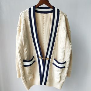 21 autumn new V-neck chain button knitted cardigan for women