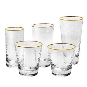 Gold Inlay Rand Glas Tasse Kaffee Milch Whisky Wein Transparent Wasser Trinken Kreative Geschenk Drinkware