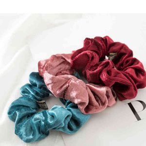 6PC 1Pc Women Elastic Hair Ring Winter Soft Velvet Rubber Bands Hair Bands Girls Sweet Solid Color Hair Accessories Ponytail Holder Y220225