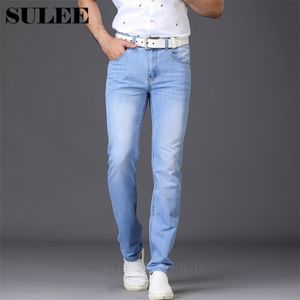 Sulee Brand Fashion UTR Tunna Light Mäns Casual Summer Style Jeans Skinny Byxor Tight Pants Solid Färger 211111