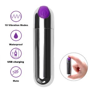 Massageartikel Upgrade Starke Vibration Mini Bullet Vibrator Sexspielzeug für Frauen 10 GeschwindigkeitWasserdichtes G-Punkt-Massagegerät USB wiederaufladbar