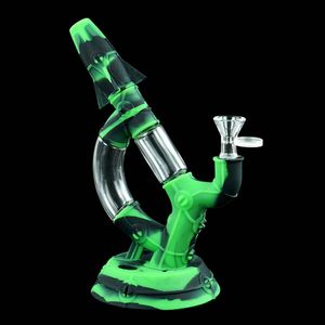 Hookahs 8.9'' D Shape Water Pipe Silicone Hookah Bongs Smoking Pipes Dab Rig Oil Shisha Glass Bong