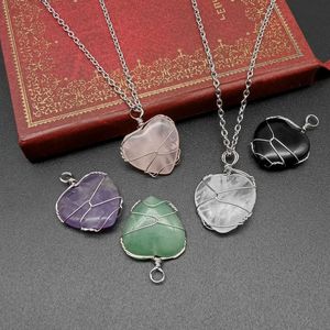 Natürliche Kristall Liebe Herz Form Stein Charms Amethyst Rosenquarz Anhänger für Schmuck Zubehör Herstellung Großhandel