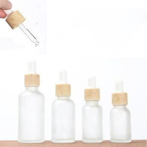 30ml Dropper Bottle Empty Refillable Bottles Vial Cosmetic Container Frosted Glass Jar with Imitated Bamboo Cap