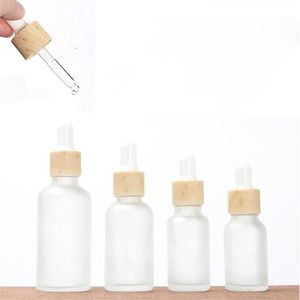 30ml Garrafa do conta-conta vazia garrafas recarregáveis ​​frasco recipiente cosmético frasco de vidro fosco com tampa de bambu imitada