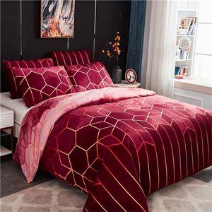 Claroom COBRETER GEOMÉTRICO CONJUNTO CONJUNTO REI REI REI DUVET capa cama Reden Red FR01 # C0223