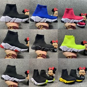 Infant Kids Knit Speeds Sock Runner Knitted Mid High light Running Shoes Black Wine Red Sneaker Girls Boys Sports Footwear Children Basketba