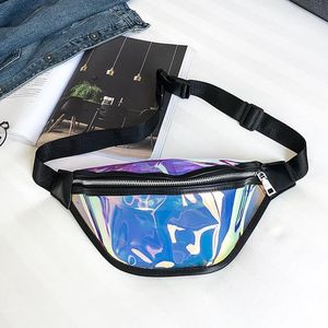 Wholesale holographic fanny packs for sale - Group buy Waist Bags Women PVC Laser Hologram Packs Fanny Pack Zipper Reflective Belt Bag Chic Clear Girls Transparent Holographic Phone