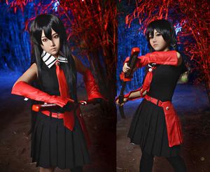 黒人Akame Ga Kill Akame Animeコスプレブラックノースリーブドレス制服衣装キュロームアニメコスプレコスチュームY0903