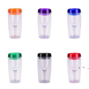 Kapakları ile Plastik Tumblers Olarak 8 Renkler 10 Oz Kullanımlık Şarap Parti Suyu Soğuk İçecekler Kupası RRA11752