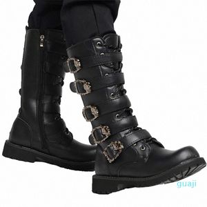 Combat-Boots Mens Lace Up Westerm Boots 버클 오토바이 부츠 스트리트 Zapatos de Hombre