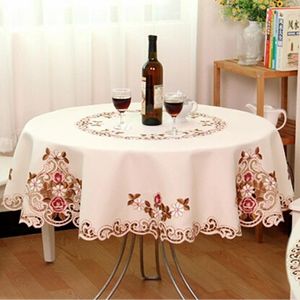 Wholesale round garden tables resale online - Table Cloth Round European Garden El Embroidery Tablecloth Voile Ornament Mat