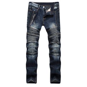 High quality 2021 AUTUMN Spring Men's jeans Ripped Street HIP HOP Punk Stretch Bike Jeans Trendy Holes Straight Denim Trouers
