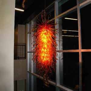 Large LED Chandelier Lamp Red Amber Color 250 CM Long New House Art Decoration Modern Elegant Hand Blown Glass Chandeliers Light