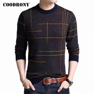 COODRONY Brand Sweater Men Spring Autumn O-Neck Pull Homme Cotton Wool Pullover Striped Knitwear s Sweaters Shirts C1048 210812