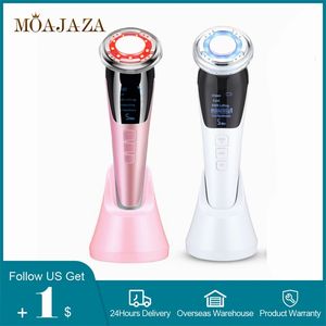EMS Face Massager Machine Sonic Vibration LED Light Therapy Cool behandling för hudföryngring Anti Aging Care Beauty 220224