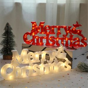 Dekoracja dekoracji świątecznych 2022 rok Xmas Wesołych liter LED TAG LIGHT String Wai Garland Home Noel