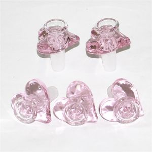 Курение стеклянные чаши розовые цветные формы сердца 14 мм мужские сустава стеклянные бонги чаша кусок силиконовые воды трубы DAB соломенная горелка