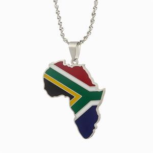 Kedjor unisex trendig afrikansk karta Sydafrika flagga hängen halsband för kvinnor män smycken gåvor