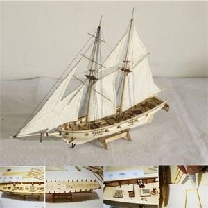 1 Set Assembling Building Kits Ship Model Wooden Sailboat Toys Sailing Assembled Kit DIY Wood Crafts 211108