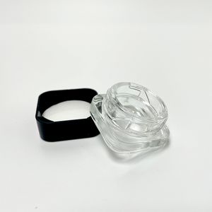 Lege 5 ml kindbestendige heldere fles kubus wax jar dab olieconcentraat glas cosmetische container met witte of zwarte dop