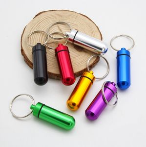 Organization Waterproof Aluminum Keychain Medication Pill Box Portable Mini Travel Pills Boxes Medicine Vitamin Holder