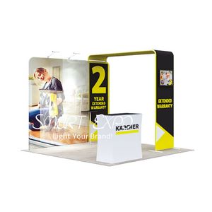 10x10 Trade Show Booth Advertising Display Exhibition Stand Design with Frame Kits Custom Printed Graphics Carry Bag