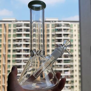 8INCH BEAKER BASE WATER RIPE HOOKAHS Oljebrännare med 4 tums DownstemT 14mm Male Clear Glass Bowl Bubbler Dab Rig för rökning Heady Bong Wax Tobacco Hookah