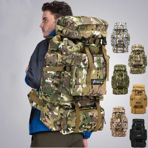 70L Wodoodporna Nylon Odkryty Sport Kamuflaż Wojskowy Molle Tactical Travel Plecak Camping Wędrówka górska Bag Mochila Q0721