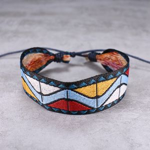 Borduurwerk armband boho sieraden Tibet etnische patroon doek stof armbanden voor vrouwen vintage vriendschap tribal polsbandje