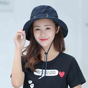 Summer Women Fishman Hat Solid Bucket Cap For Ladies Summer Fishing Hat Outdoor Sports Fishing Men Hat Gift G220311