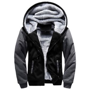 Män Hoodies Vinter Tjock Varm Fleece Zipper Coat Sportkläder Male Streetwear Sweatshirts 210813