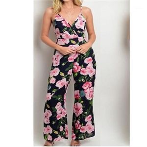 Jumpsuits Mulheres Macacões Mulheres Lady Halter Floral Print Jumpsuit Verão Sem Mangas Beach Moda Sexy Macacões