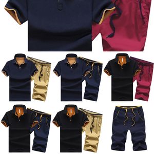 Herren Polo Shorts Sets Sommer Baumwolle Knopf Polo Shirts Sets 2020 Herren Shorts Kleidung 2 Stück Set Trainingsanzug Shorts mit elastischer Taille X0610