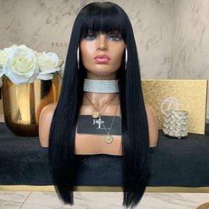 70 cm 28inches peruca sintética com bangs simulação de cabelo humano perucas Hairpieces para mulheres preto e branco 007 #